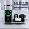 4-in-1 Wireless Charging Stand for iPhone 2024, Apple Watch, AirPods Pro and Samsung/Xiaomi Smartphones - Foldable design for easy carrying