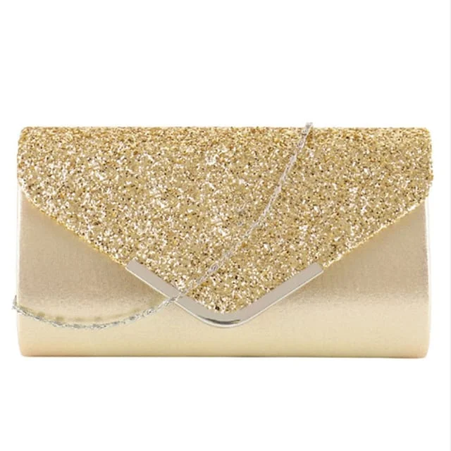 Women's Evening Bag PU Leather Glitter Solid Color Shine Party Clutch Bag