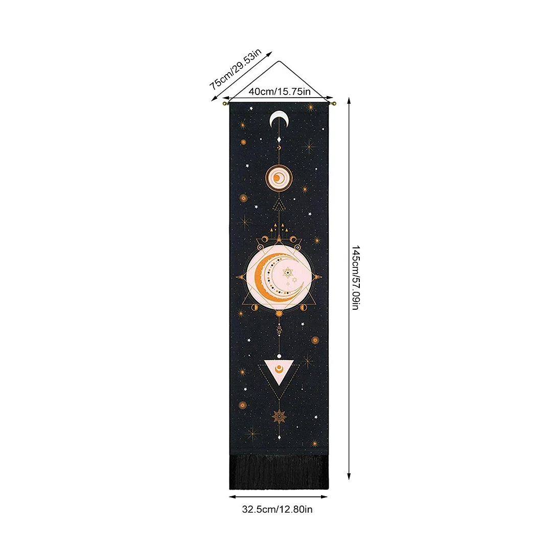 Moon Phase Tapestry Wall Hanging Lunar Eclipse Cycle Tassel Carpet Sun Moon Tapestries Bohemian Psychedelic Wall Decoration