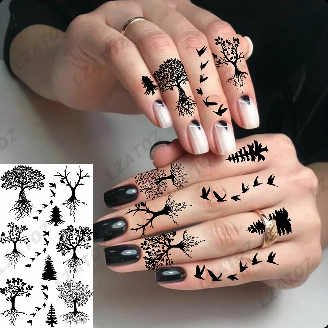 Sdrawing Eye Flower Temporary Tattoos For Woman Adults Rose Butterfly Tiny Fake Tattoo Sticker 3D Finger Waterproof Tatoos