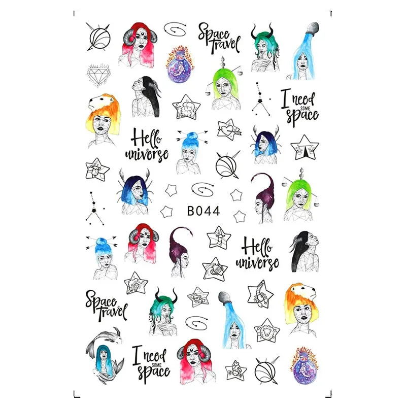 New Arrival 1pc 3D Nail Sticker Constellation Design Multi-Style Retro Back-Adhesive DIY Nail Art Tips Manicure Decoration-Nail Inspo