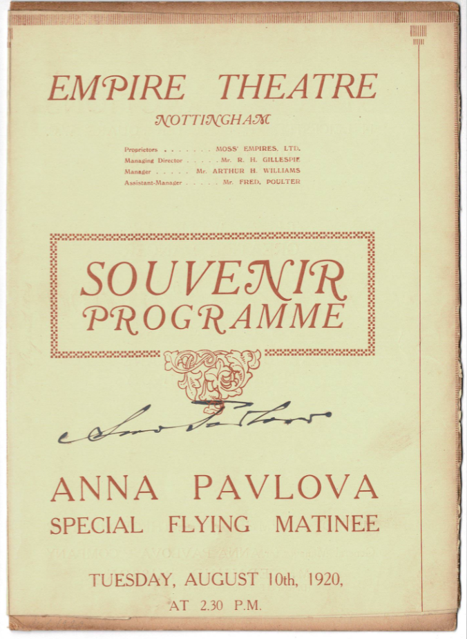 Anna Pavlova signed autographed 1920 program! AMCo! 15734