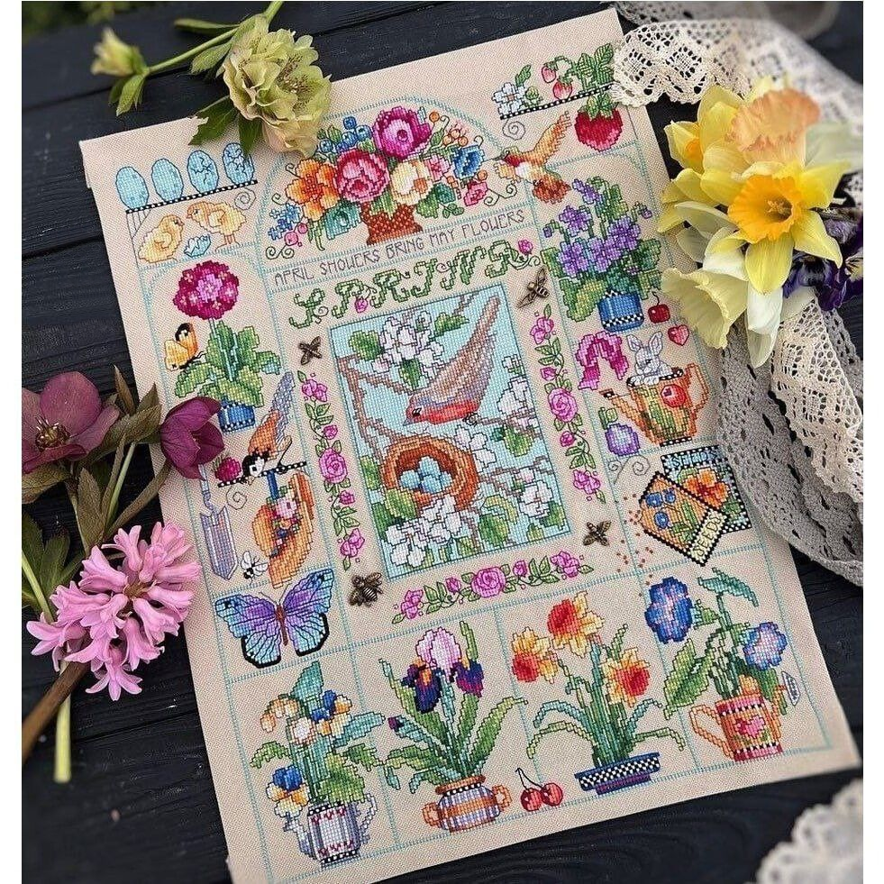 【Fairy Brand】Spring Garden Full 14CT Pre-stamped Canvas(40*51cm) 43 Colors Egyptian Cotton Cross Stitch