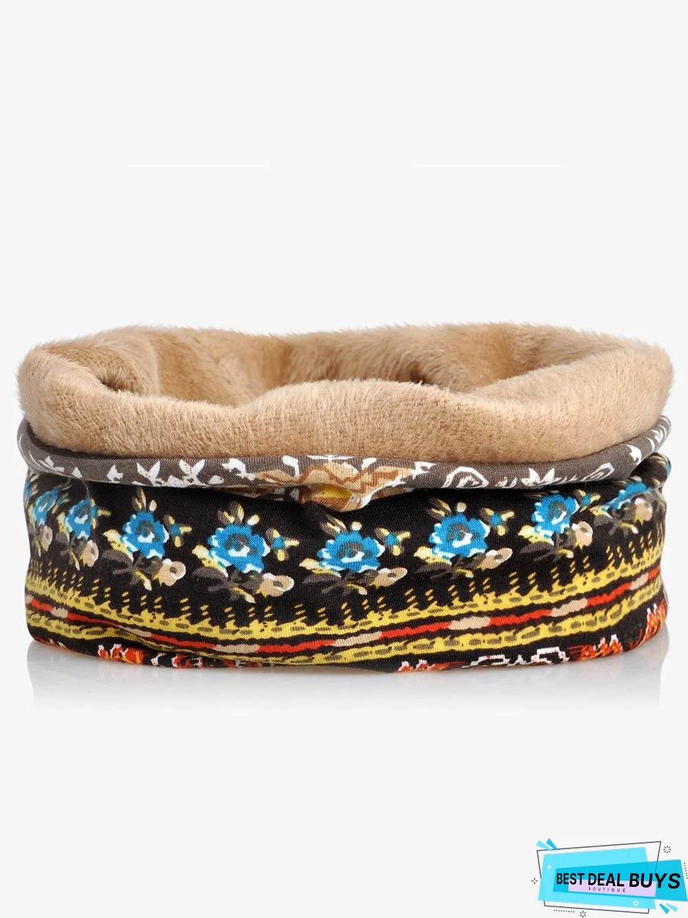 Women Vintage Stripe Print Beanie Outdoor Windproof Hat