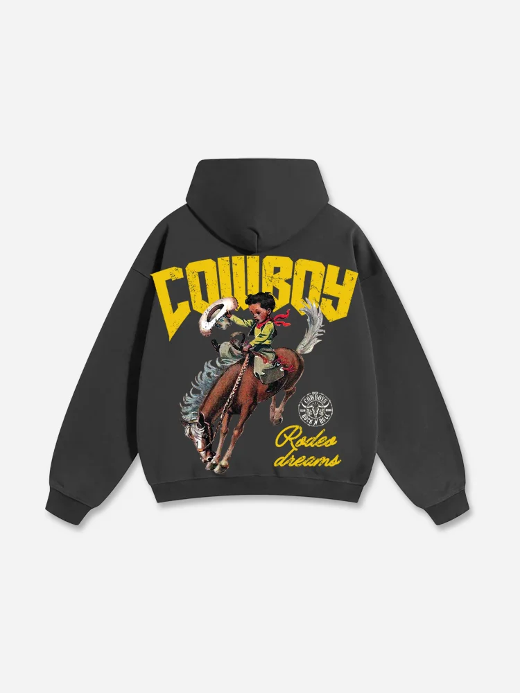 Cowboy Rodeo Dreams Print Cotton Hoodie