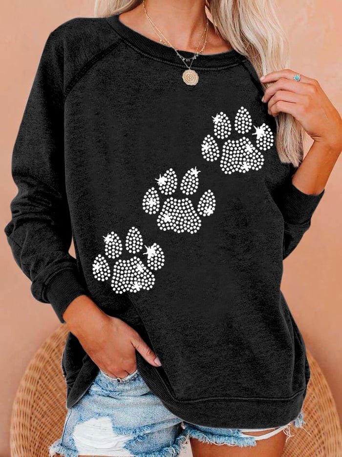 Women's Dog Paws Print Sweatshirt