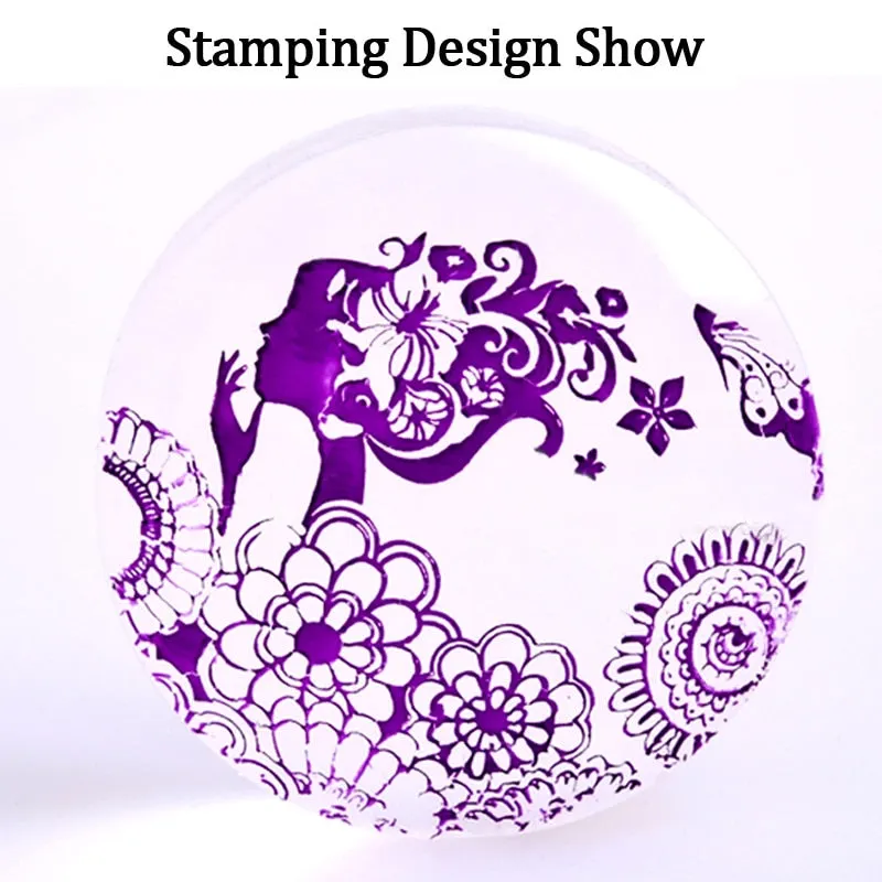 3.5cm Head Design Matte Nail Art Stamper Stamping Scraper With Cap Silicone Jelly Transparent Nail Template Tools Manicure Set-Nail Inspo