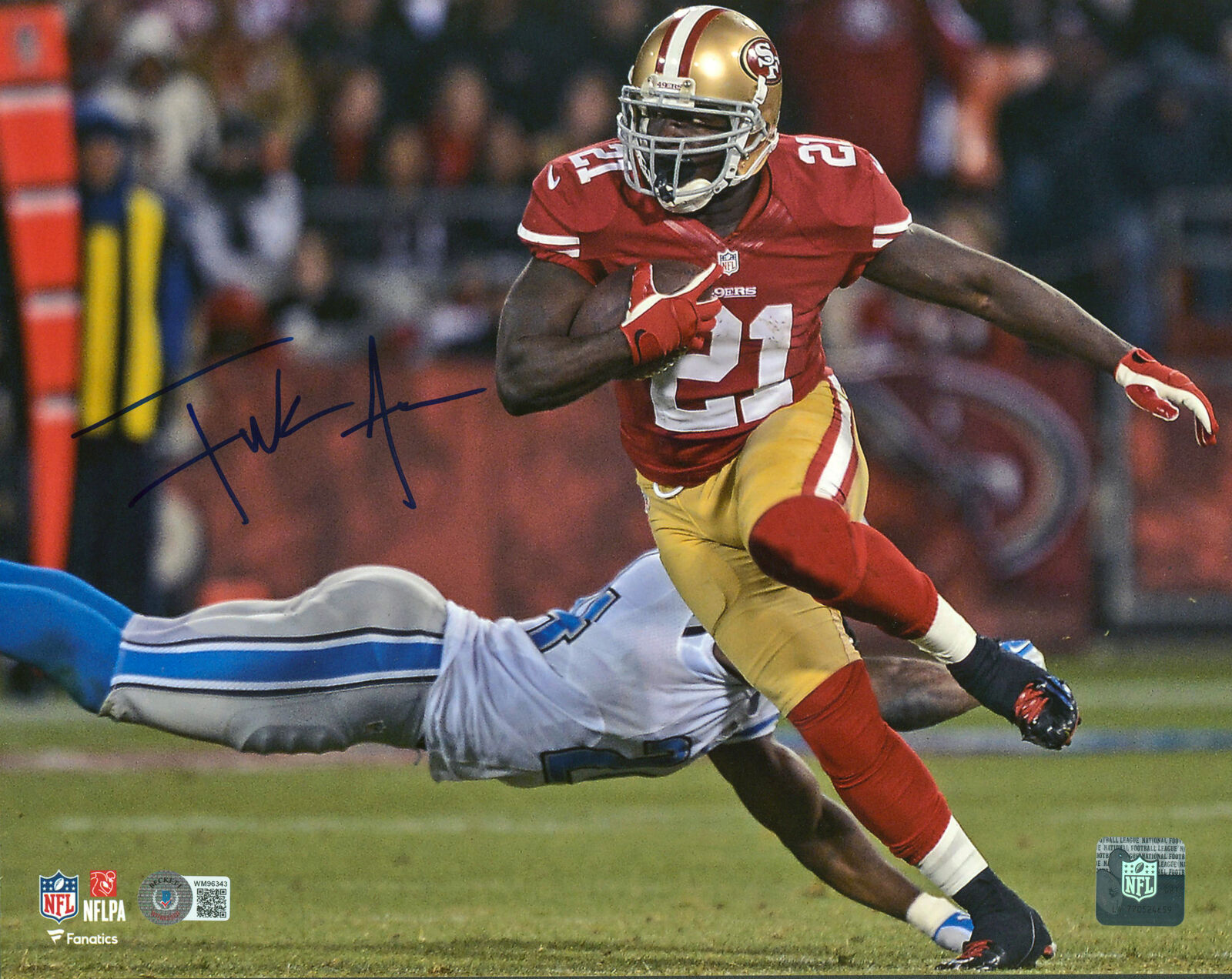 49ers Frank Gore Authentic Signed 11x14 Vs Lions Photo Poster painting Autographed BAS Witnessed