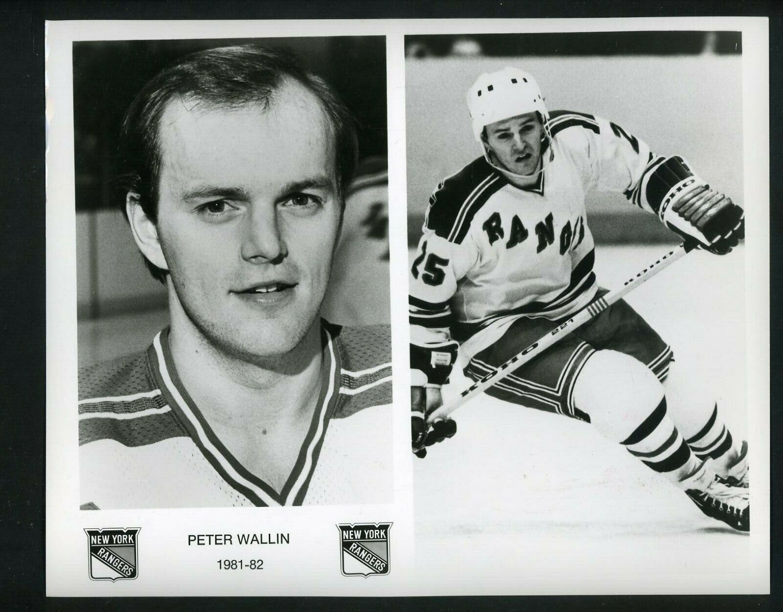 Peter Wallin New York Rangers team issued 1981 Press Photo Poster painting