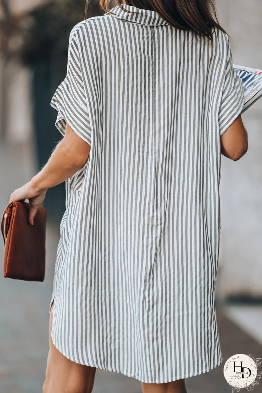 KarliDress Striped Knot Loose Shirt Dress P12817
