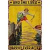 Nichpedr Woman Fishing and She Lived Happily - Vintage Metal Signs(8*12Inch/12*16Inch)-Pin-up-girls