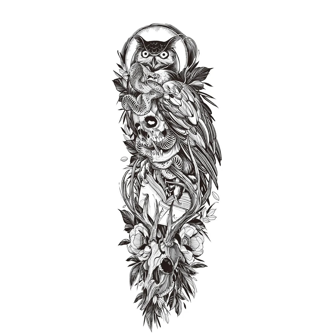 Large Arm Sleeve Tattoo Lion Crown King Rose Waterproof Temporary Tatoo Sticker Full Skull Totem Tatto