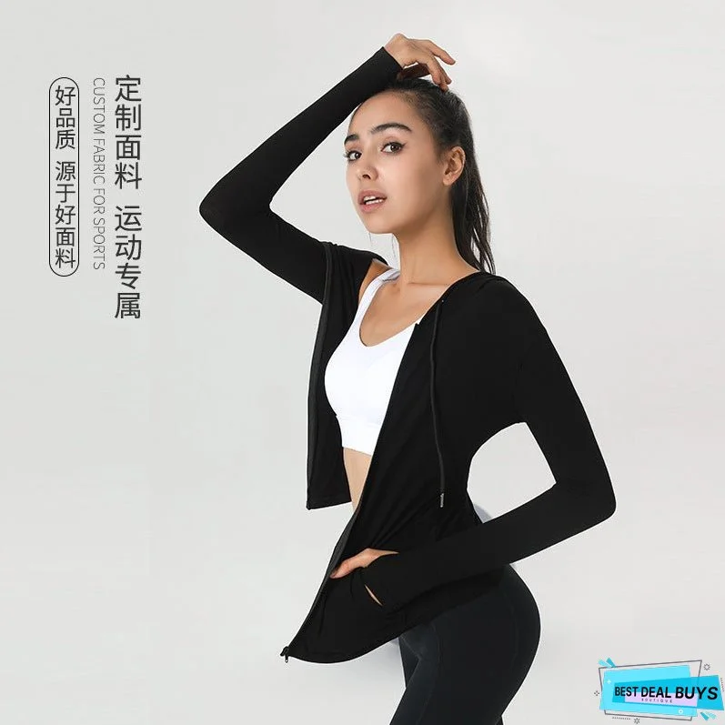 Sports top women's self-cultivation quick-drying long-sleeved short casual thin coat fitness clothes