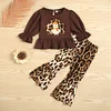 Kid Baby Girl Letters Printed Bell Bottoms Valentine 2 Pcs Sets