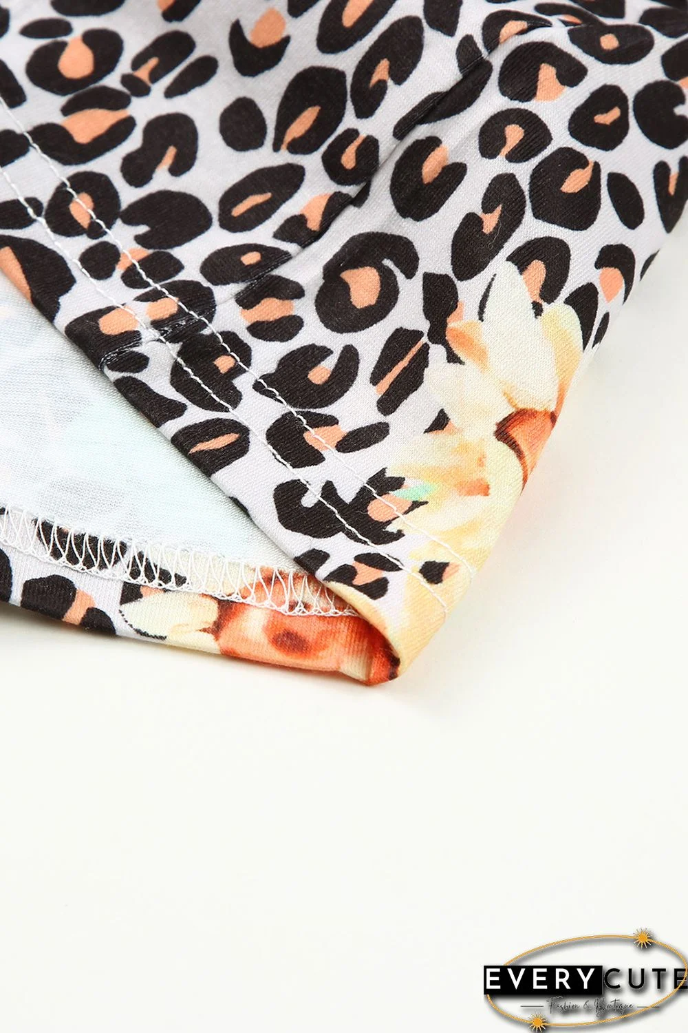 Leopard Sunflower Hollow Out Criss-cross Tee