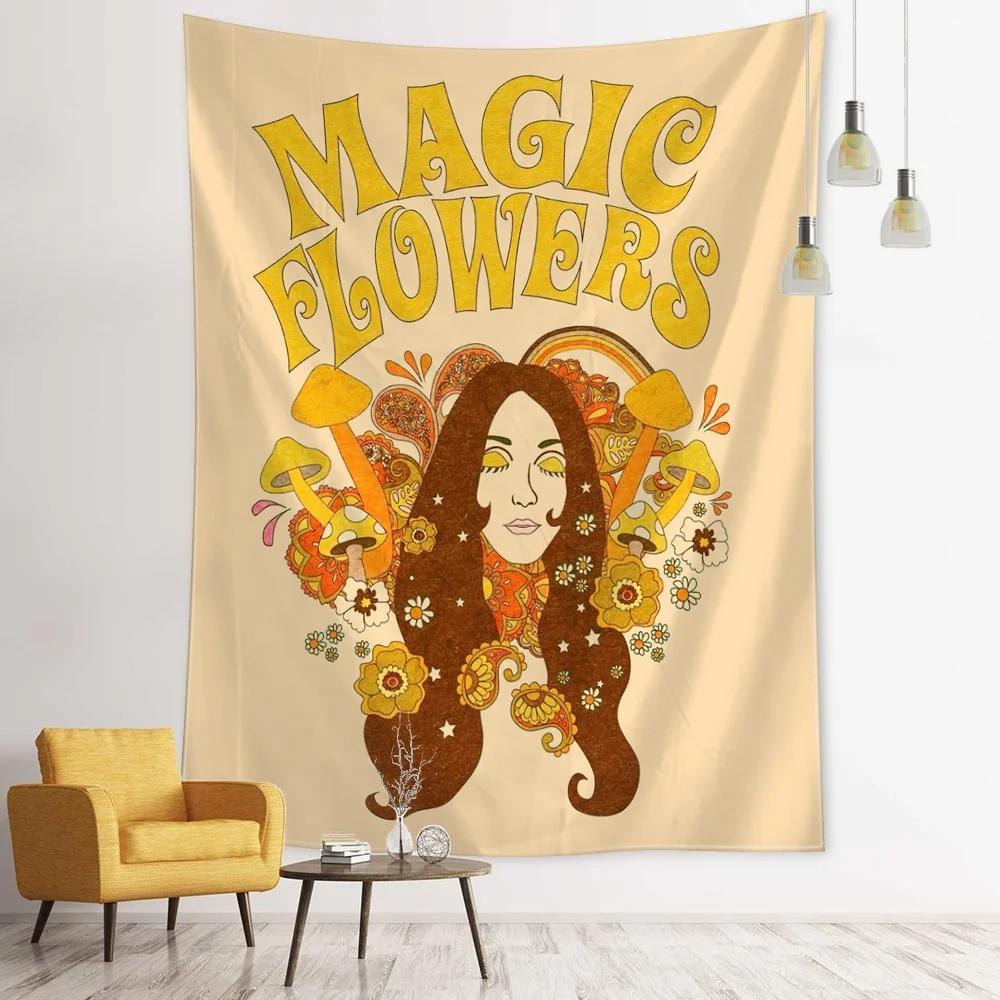 Nigikala Girl Tapestry Wall Hanging Retro INS Psychedelic Hippie Tarot Card Tapiz Room Dormitory Home Decor