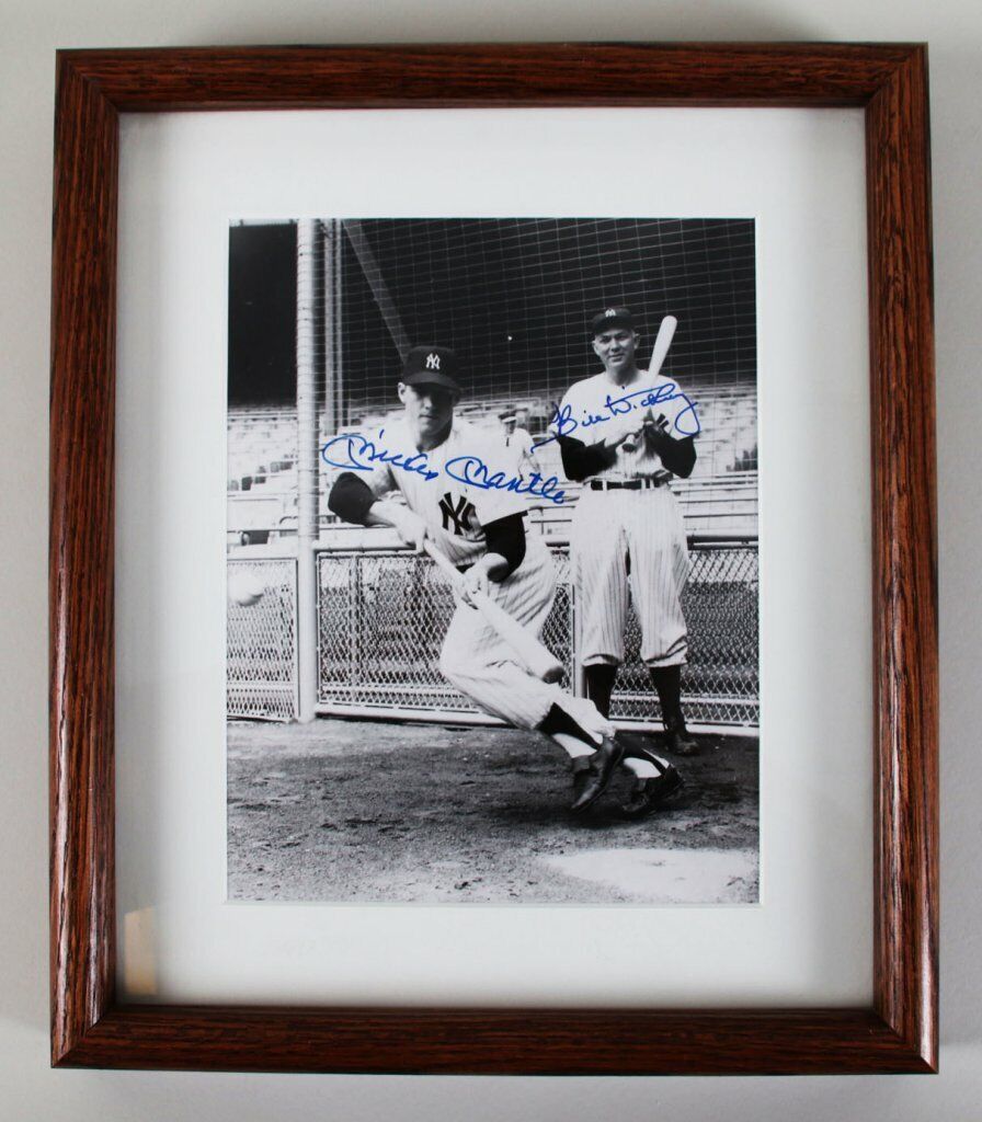 Mickey Mantle Signed Photo Poster painting w/ Bill Dickey Yankees - COA JSA