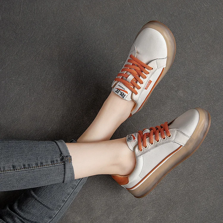 Summer Thin Leather Women Retro Casual Shoes