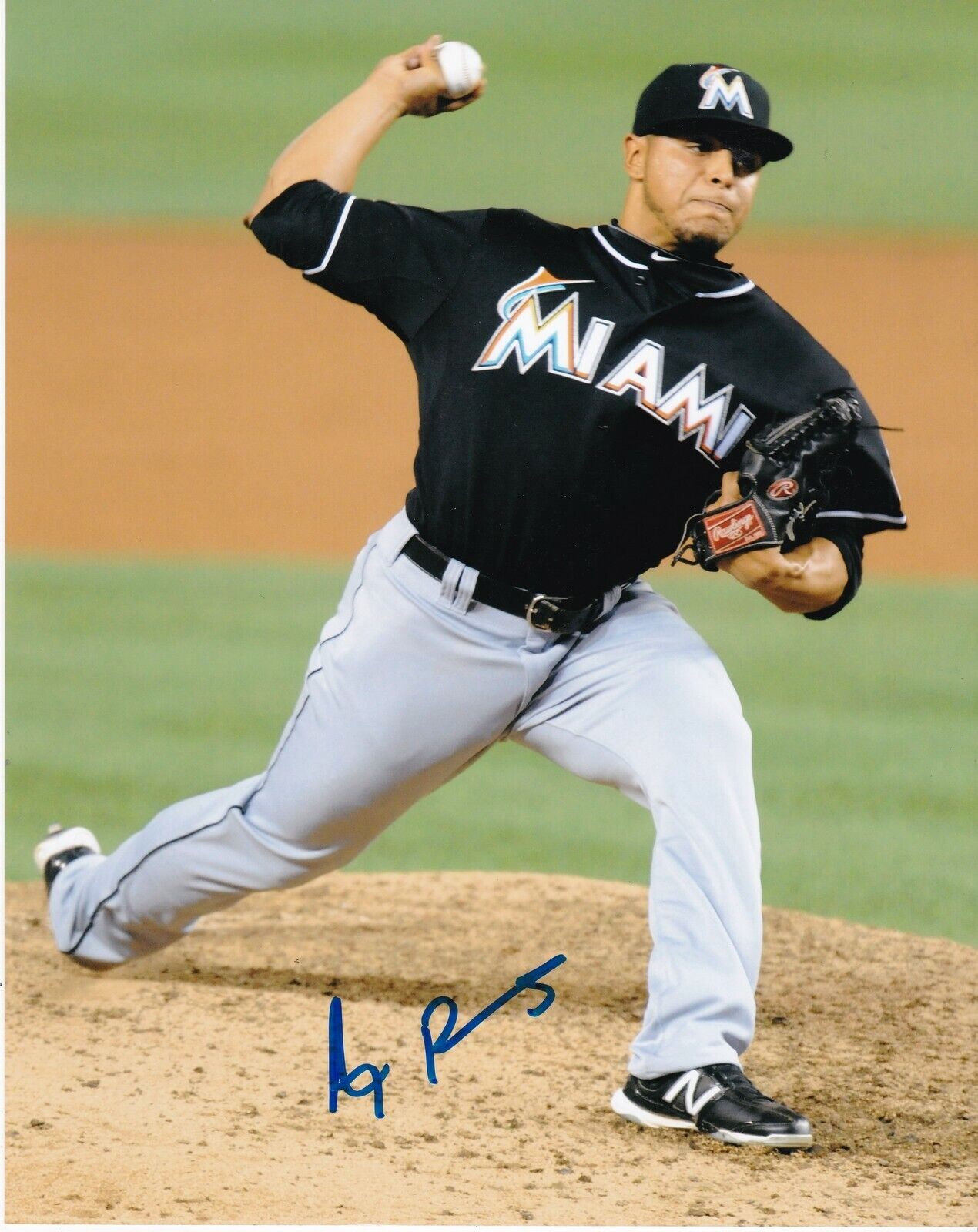 A.J. RAMOS MIAMI MARLINS ACTION SIGNED 8x10