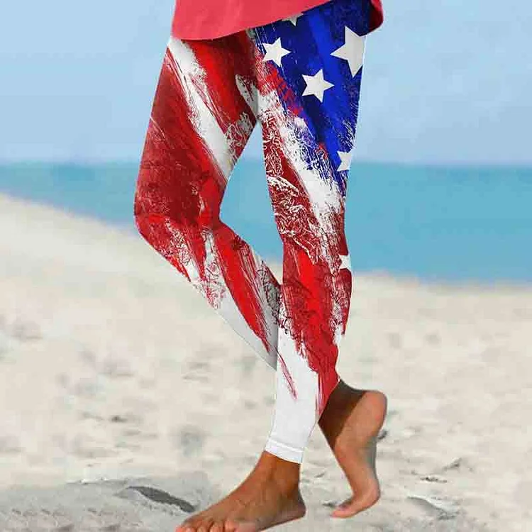 VChics American Flag Print Casual Leggings