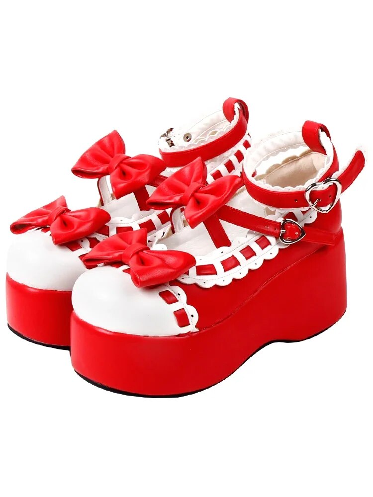 VCshoes Woman Mori Girl Lolita Cosplay Shoes Lady High Heels Pumps Women Princess Dress Party Shoes 8cm Bowties
