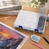 64 Double Buckle Large Clear Bead Organizer Box with Compartments Plastic Storage Boxes Set with Stickers Multifunctional Diamond Painting Storage Containers for Diamonds Seeds Beads Nail Rhinestones