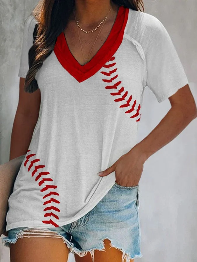 Women's Baseball Print T-Shirt socialshop