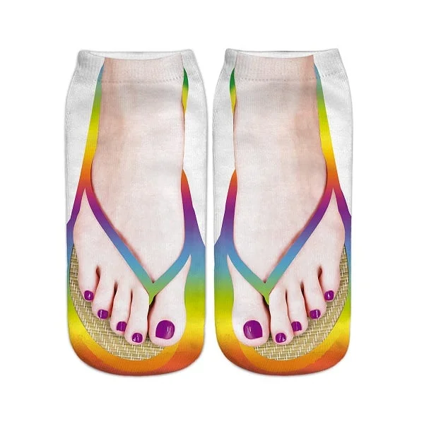 🔥BUY 2 SAVE 15%—Women Manicure Print Flip Flop Socks