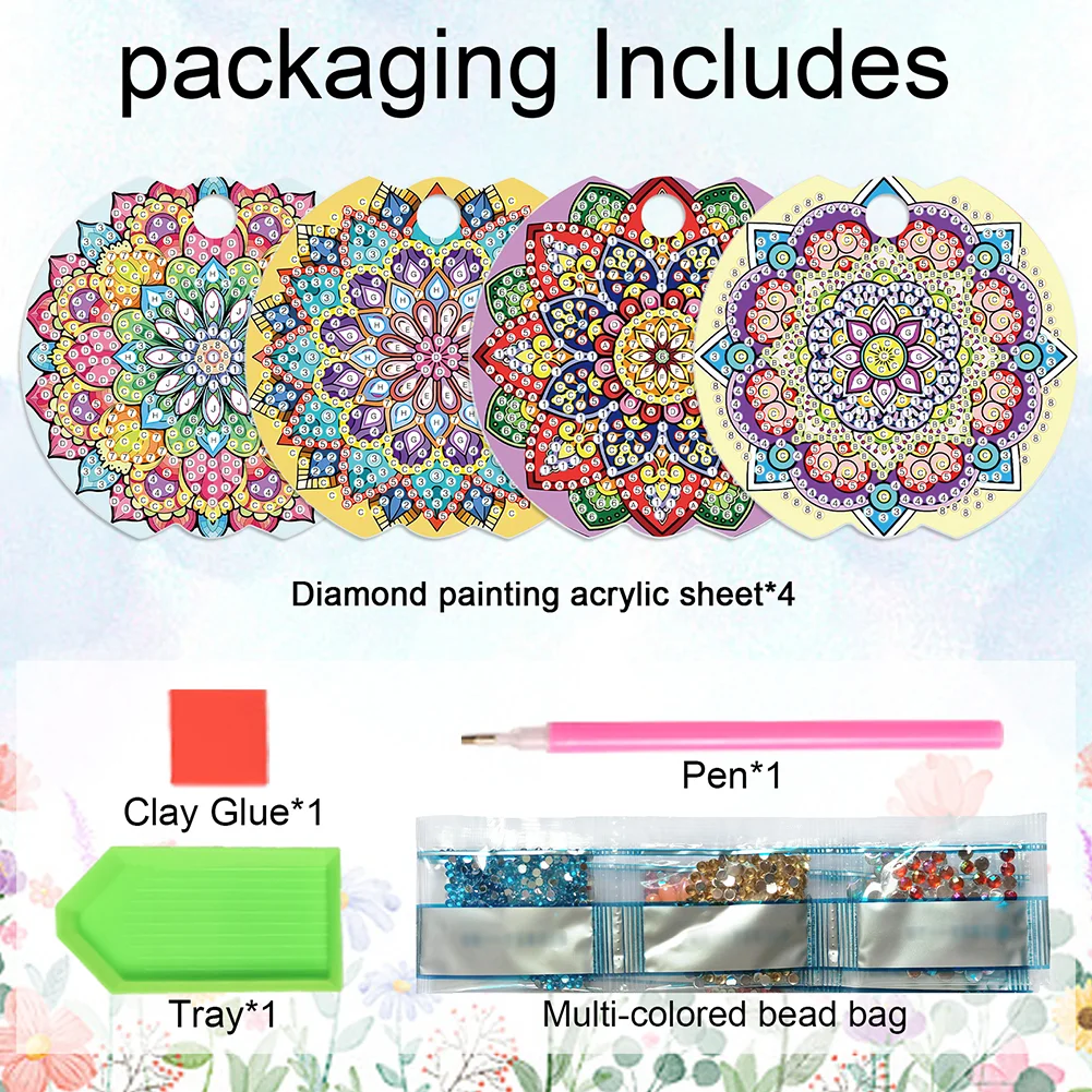 8pcs Mandala DIY Diamond Art Cup Lid Accessories Bling Tumbler Lid Plate