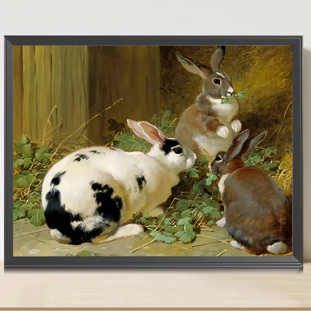 Full Round Diamond Painting 40*30cm - Rabbit Nest