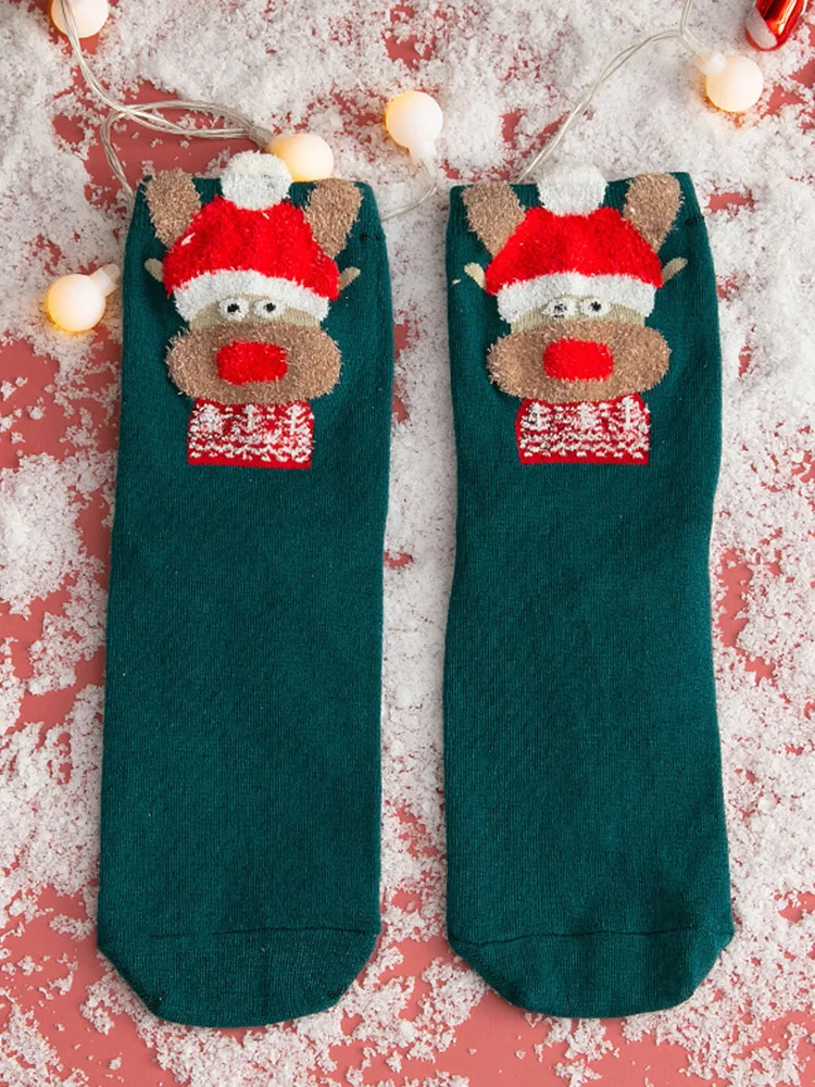 Cute 3D Cartoon Christmas Knittted Socks