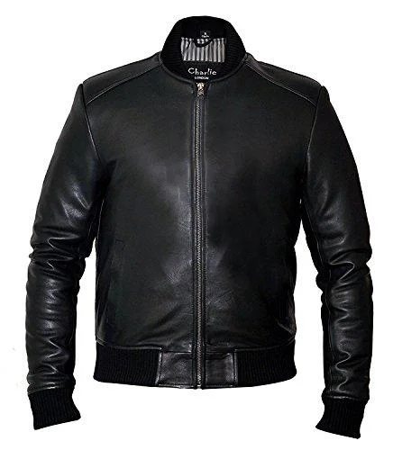 Mens Sand Style Bomber Leather Jacket