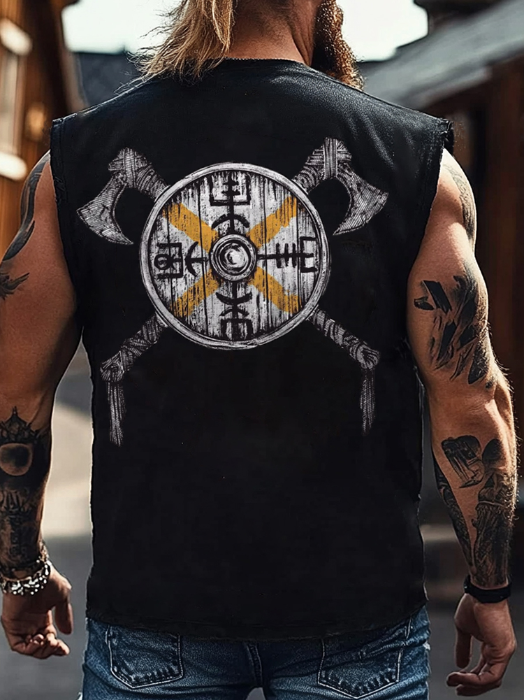 Viking World Compass Axe Warrior Glory Totem Print Vest / Rvogue / Rvogue