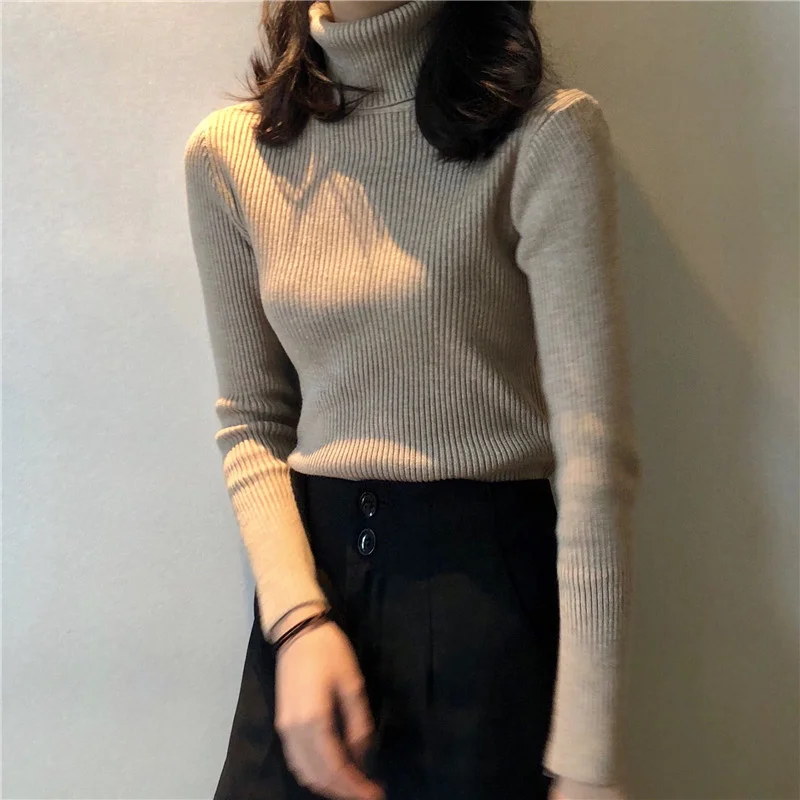 Uveng Uveng Sweater Woman With Bottom Shirt Autumn And Winter New Long Sleeves To Keep Warm Body Solid Color Knitted Shirt