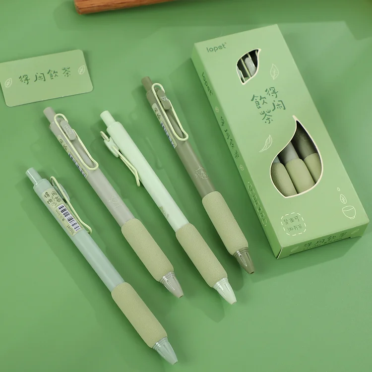 Journalsay 4 Pcs/Set Simple Cute Press Gel Pen 0.5mm Black Ink Student Writing Pens Office Signature Pens
