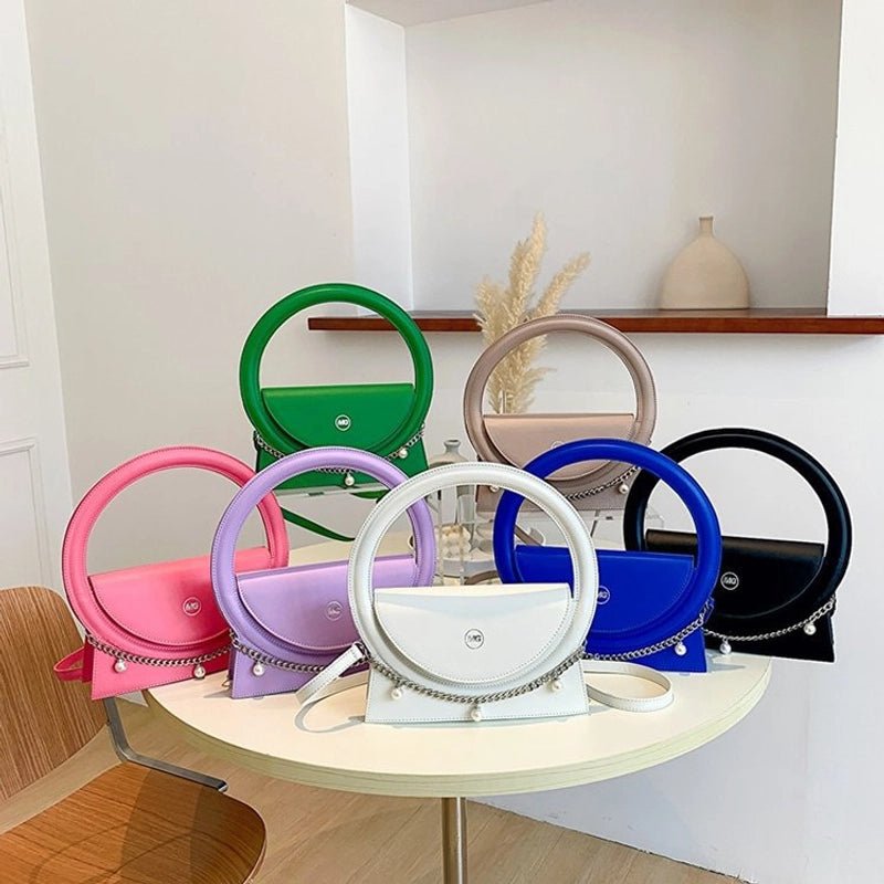 Women's Small Pu Leather Solid Color Fashion Chain Square Magnetic Buckle Crossbody Bag