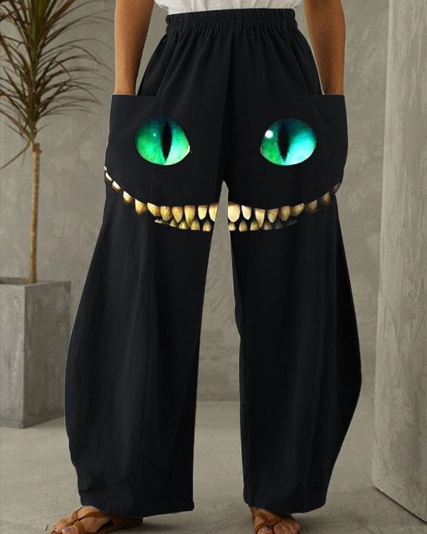 We're All Mad Here Print Loose Pants