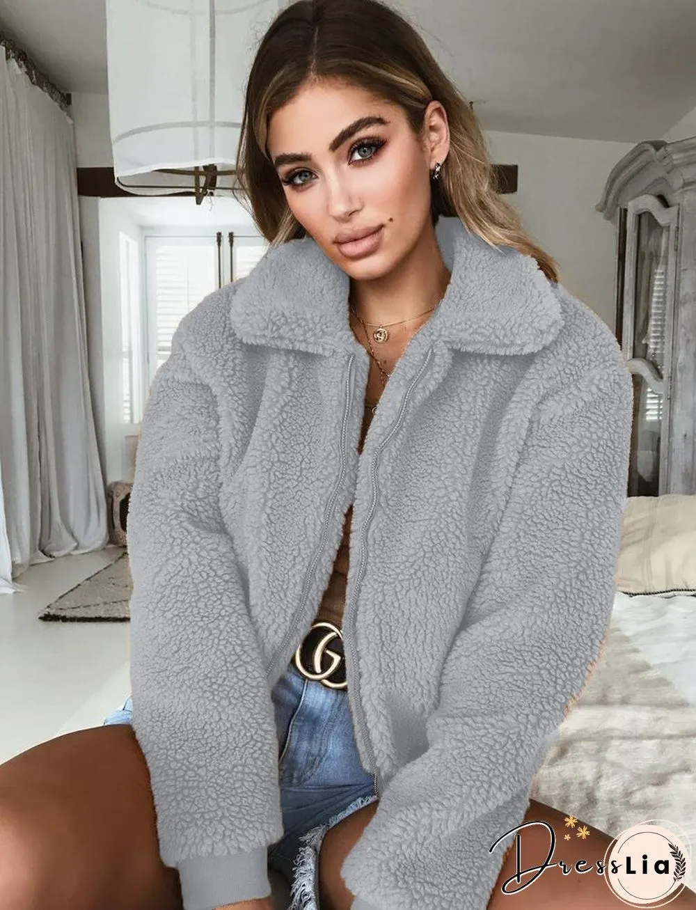 Womens Autumn and Winter Warm Fleece Jacket Top Clothing Wool Coat Women Vintage Camel