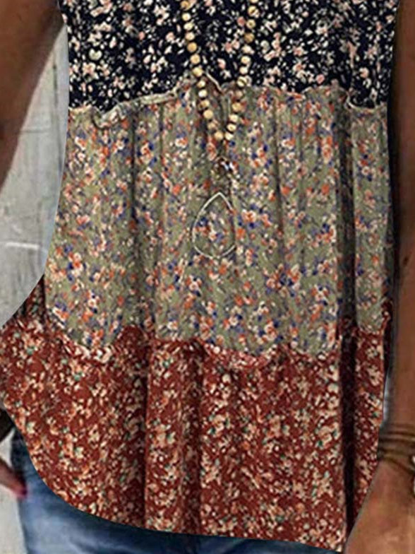 Women Half Sleeve V-neck Solid Color Dress