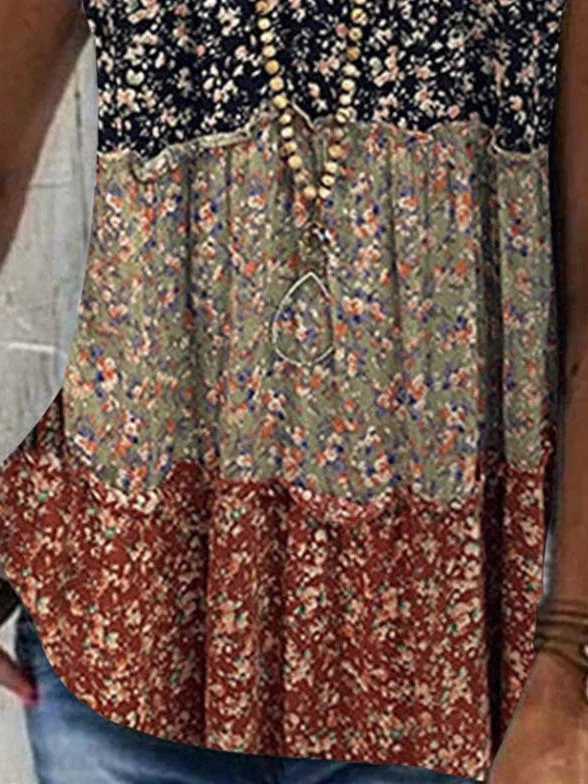 Women Half Sleeve V-neck Solid Color Dress