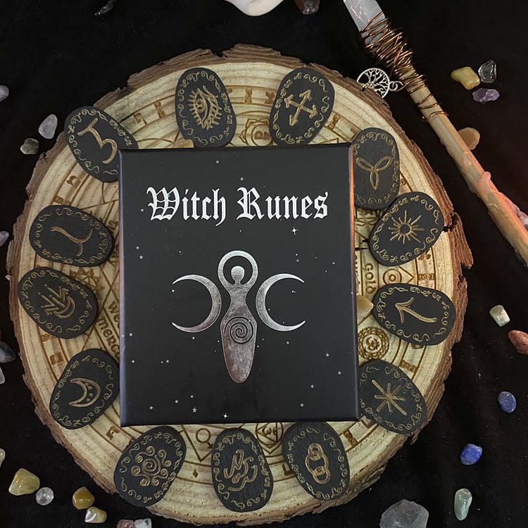 Witch Rune Set Healing Alchemy Woodcut Meditation Decor