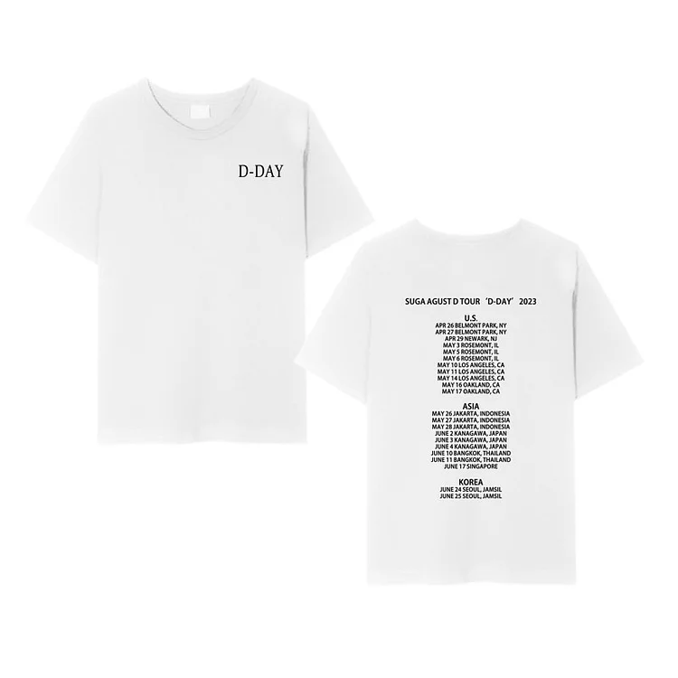 BTS SUGA Agust D TOUR ‘D-DAY’ in LA Soundtrack Printed T-shirt