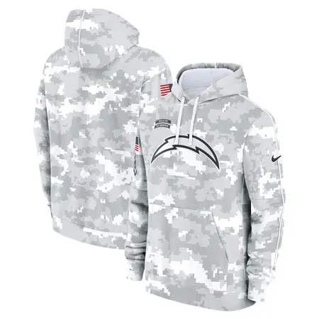 Youth Los Angeles Chargers  White/Gray 2024 Salute To Service Pullover Hoodie
