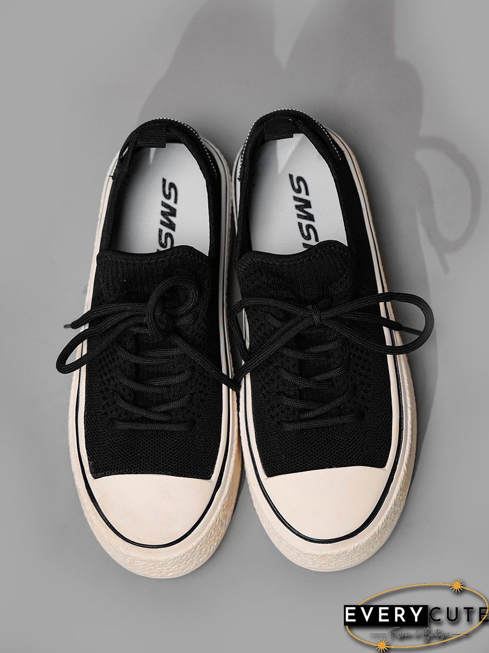 Fashionable Lightweight Breathable Lace-Up Platform Flyknit Casual Shoes