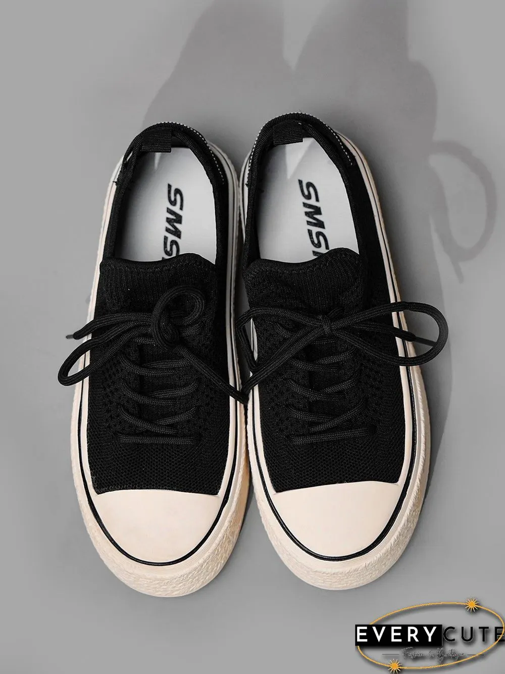 Fashionable Lightweight Breathable Lace-Up Platform Flyknit Casual Shoes