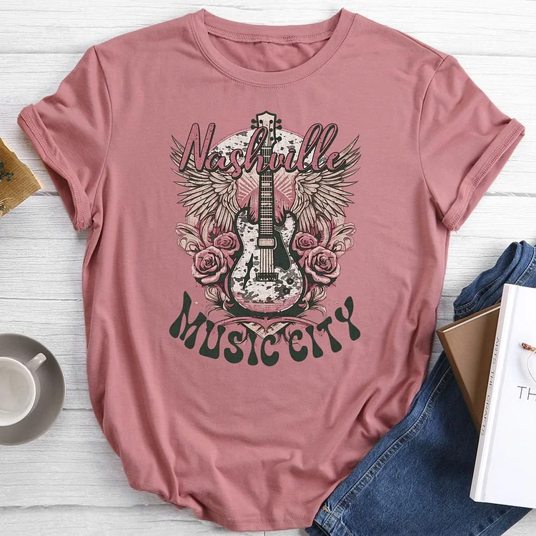 Nashville Music Round Neck T-shirt-0024594