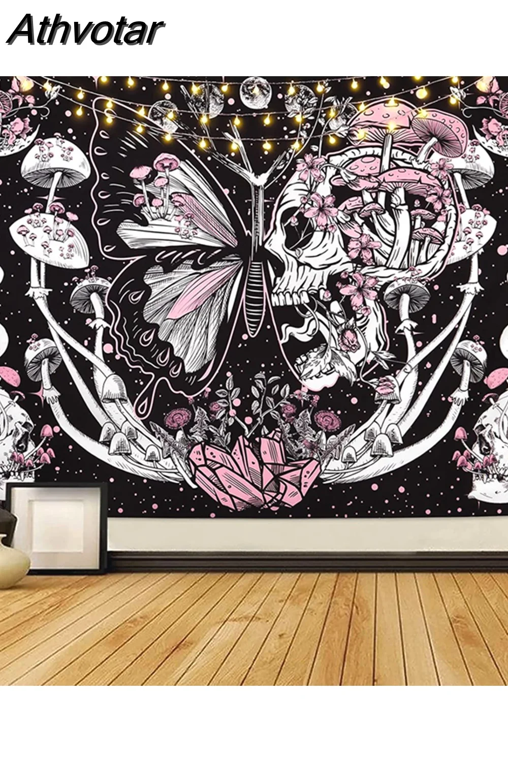 Athvotar Tapestry Hippie Mushroom Tapiz Aesthetic Moth Wall Hanging Moon Star Snake Bedroom Art Decortion Home Room Decor