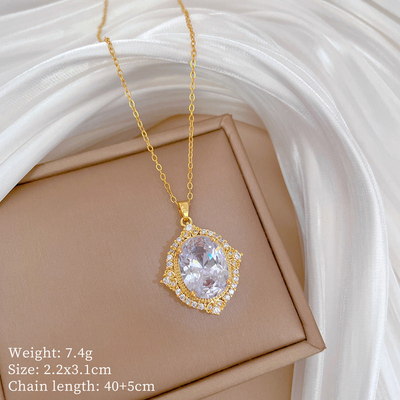 Copper Micro-Inlaid Necklace For Women Copper Micro-Inlaid Real Gold Electroplating Simple Ins Exquisite Clavicle Chain Neck Chain