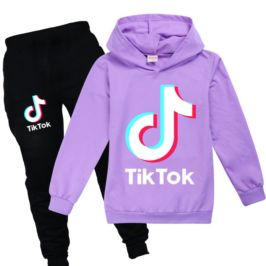 Unisex Tik Tok Sweatshirt With Pants Tracksuit Set For Kids