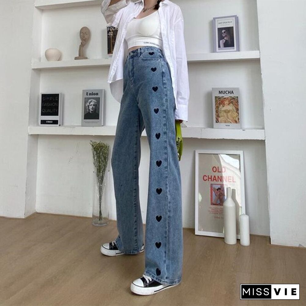 Womans High Waisted Jeans, Wide Leg Denim Clothing, Blue Streetwear, Vintage Quality